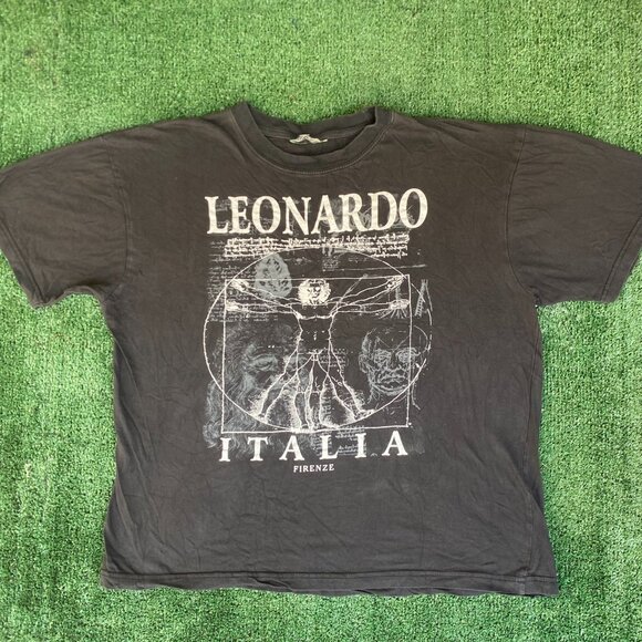 Vintage Y2K Leonardo Da Vinci Shirt Artist Vitruvian Punk Tee - Picture 1 of 5
